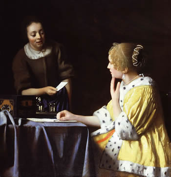 Vermeer Lady Maidservant Holding Letter